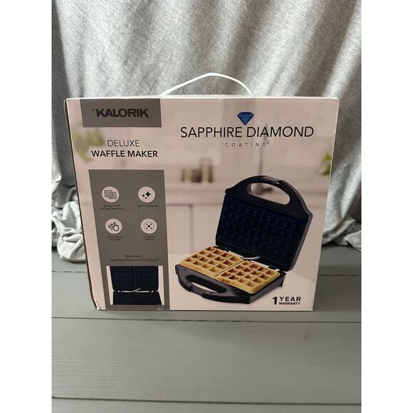 NIB~Deluxe Waffle Maker-Kalorik Sapphire Diamond Coating-Never Used - Picture 1 of 5